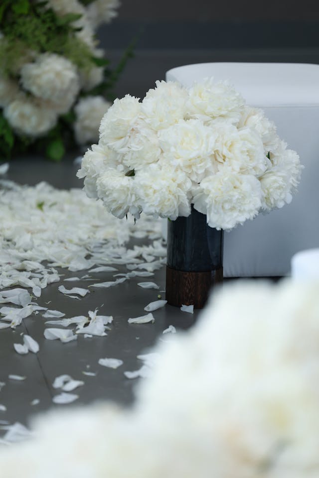 preparing flowers for cremation services